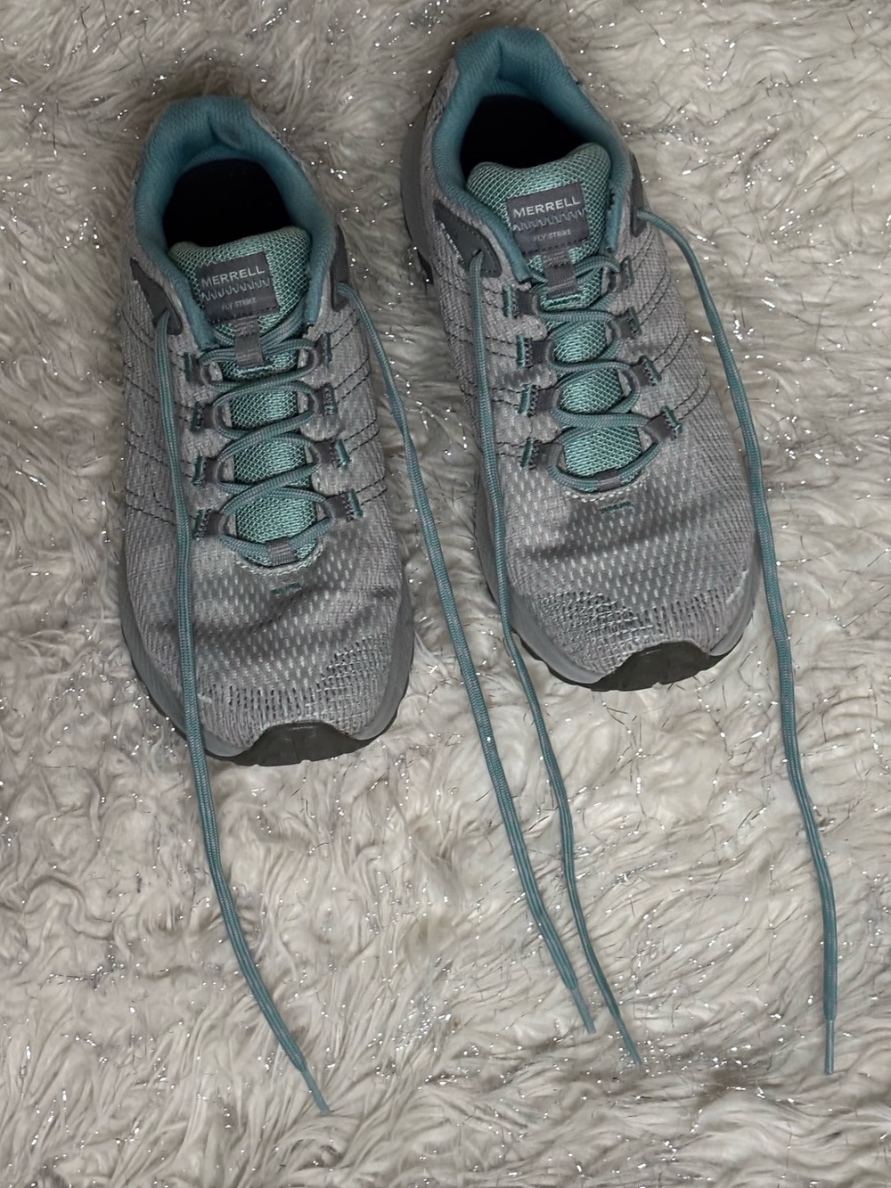 Merrell Fly Strike Women's Light Gray and Teal Paloma Athletic Shoes Size 8US - Picture 7 of 13